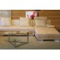 Canapé d'angle en cuir italien 8 places NAPOLI, beige, angle gauche