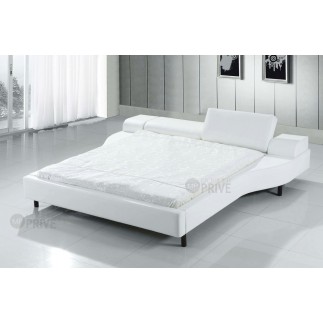 Lit en cuir italien de luxe ATHENA, blanc.