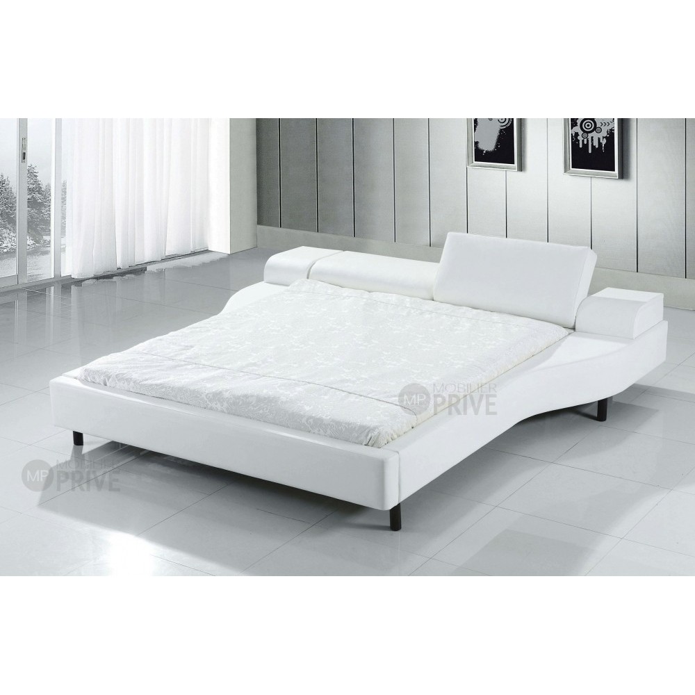 Lit en cuir italien de luxe ATHENA, blanc, 160x200