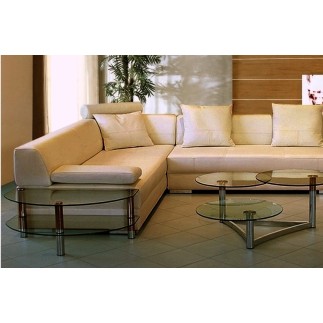 Canapé d'angle en cuir italien 8 places NAPOLI, beige