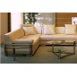 Canapé d'angle en cuir italien 8 places NAPOLI, beige, angle gauche