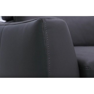 Canapé relax et convertible en cuir de buffle italien de luxe 5/6 places YUCA, noir