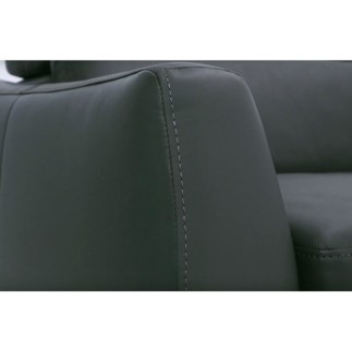Canapé relax et convertible en cuir de buffle italien de luxe 5/6 places YUCA, gris foncé