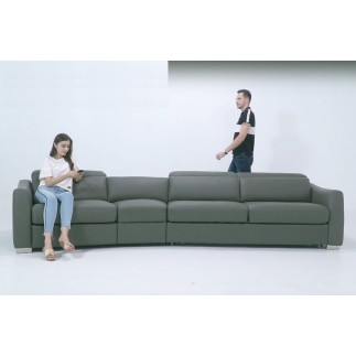 Canapé relax et convertible en cuir de buffle italien de luxe 5/6 places YUCA, gris foncé