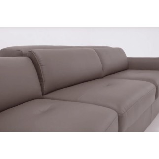 Canapé relax et convertible en cuir de buffle italien de luxe 5/6 places YUCA, moka