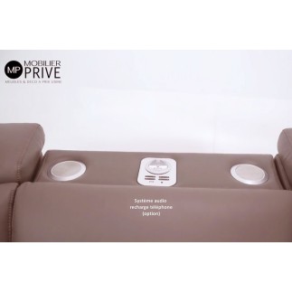 Canapé relax et convertible en cuir de buffle italien de luxe 5/6 places YUCA, moka