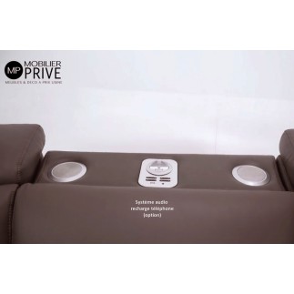 Canapé relax et convertible en cuir de buffle italien de luxe 5/6 places YUCA, chocolat