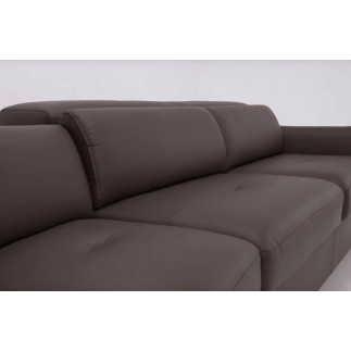 Canapé relax et convertible en cuir de buffle italien de luxe 5/6 places YUCA, chocolat