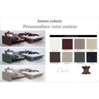 Canapé relax et convertible en cuir de buffle italien de luxe 5/6 places YUCA, couleur personnalisée