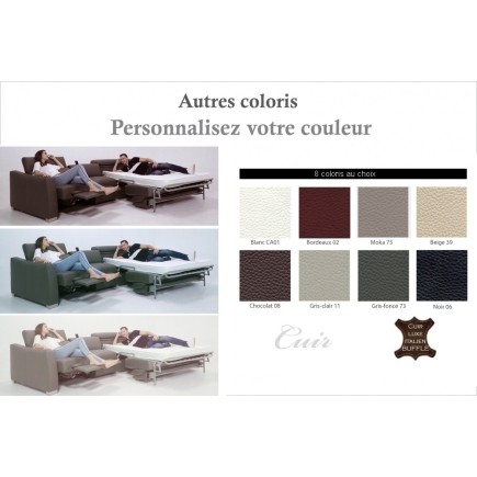 Canapé relax et convertible en cuir de buffle italien de luxe 5/6 places YUCA, couleur personnalisée