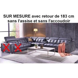 - Canapé d'angle en cuir de buffle italien de luxe, sur mesure personnalisé sur demande du client, PRESTIGIA, une assise en moin