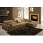 Canapé d'angle en cuir italien 5 places SUEDE, marron, angle droit