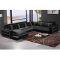 1er paiement de la commande , Canapé d'angle cuir buffle italien 7/8 places , leonardo, couleur noir et gris foncé, angle droit,
