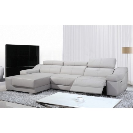 1er paiement de la commande , 1X - canapé d'angle double relax en cuir de buffle italien de luxe 5 places birelax, blanc, angle
