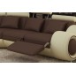 Canapé d'angle en cuir italien 7 places Grand EXCELIA, chocolat et écru, angle droit. 2 POUFS OFFERTS