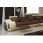 Canapé d'angle en cuir italien 7 places Grand EXCELIA, chocolat et écru, angle droit. 2 POUFS OFFERTS