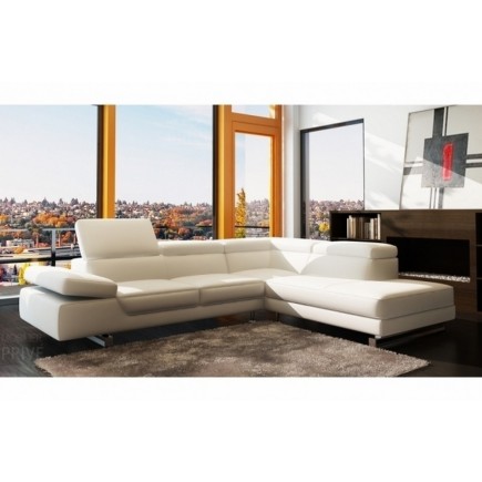 1er paiement de la commande T , 1X Canapé d'angle en cuir italien 5/6 places grand george, blanc, angle droit, total 1775 euros,
