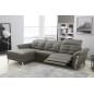 - Canapé d'angle avec un relax électrique en cuir de buffle italien de luxe, 5 places BEAURELAX gris foncé, angle gauche, POUF O