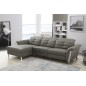- Canapé d'angle avec un relax électrique en cuir de buffle italien de luxe, 5 places BEAURELAX gris foncé, angle gauche, POUF O