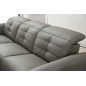 - Canapé d'angle avec un relax électrique en cuir de buffle italien de luxe, 5 places BEAURELAX gris foncé, angle gauche, POUF O