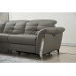 - Canapé d'angle avec un relax électrique en cuir de buffle italien de luxe, 5 places BEAURELAX gris foncé, angle gauche, POUF O