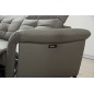 - Canapé d'angle avec un relax électrique en cuir de buffle italien de luxe, 5 places BEAURELAX gris foncé, angle gauche, POUF O