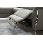 - Canapé d'angle avec un relax électrique en cuir de buffle italien de luxe, 5 places BEAURELAX gris foncé, angle gauche, POUF O
