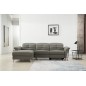 - Canapé d'angle avec un relax électrique en cuir de buffle italien de luxe, 5 places BEAURELAX gris foncé, angle gauche, POUF O