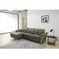 - Canapé d'angle avec un relax électrique en cuir de buffle italien de luxe, 5 places BEAURELAX gris foncé, angle gauche, POUF O