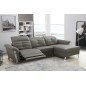 Canapé d'angle avec un relax électrique en cuir de buffle italien de luxe 5 places BEAURELAX gris foncé, angle droit, POUF OFFER