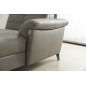 Canapé d'angle avec un relax électrique en cuir de buffle italien de luxe 5 places BEAURELAX gris foncé, angle droit, POUF OFFER
