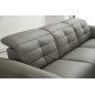 Canapé d'angle avec un relax électrique en cuir de buffle italien de luxe 5 places BEAURELAX gris foncé, angle droit, POUF OFFER
