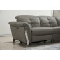 Canapé d'angle avec un relax électrique en cuir de buffle italien de luxe 5 places BEAURELAX gris foncé, angle droit, POUF OFFER