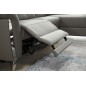 Canapé d'angle avec un relax électrique en cuir de buffle italien de luxe 5 places BEAURELAX gris foncé, angle droit, POUF OFFER