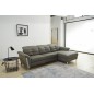 Canapé d'angle avec un relax électrique en cuir de buffle italien de luxe 5 places BEAURELAX gris foncé, angle droit, POUF OFFER