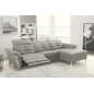 Canapé d'angle avec un relax électrique en cuir de buffle italien de luxe 5 places BEAURELAX gris clair, angle droit, POUF OFFER