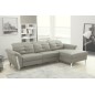 Canapé d'angle avec un relax électrique en cuir de buffle italien de luxe 5 places BEAURELAX gris clair, angle droit, POUF OFFER
