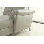 Canapé d'angle avec un relax électrique en cuir de buffle italien de luxe 5 places BEAURELAX gris clair, angle droit, POUF OFFER