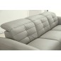 Canapé d'angle avec un relax électrique en cuir de buffle italien de luxe 5 places BEAURELAX gris clair, angle droit, POUF OFFER