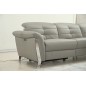Canapé d'angle avec un relax électrique en cuir de buffle italien de luxe 5 places BEAURELAX gris clair, angle droit, POUF OFFER