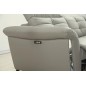 Canapé d'angle avec un relax électrique en cuir de buffle italien de luxe 5 places BEAURELAX gris clair, angle droit, POUF OFFER