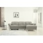 Canapé d'angle avec un relax électrique en cuir de buffle italien de luxe 5 places BEAURELAX gris clair, angle droit, POUF OFFER