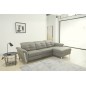 Canapé d'angle avec un relax électrique en cuir de buffle italien de luxe 5 places BEAURELAX gris clair, angle droit, POUF OFFER