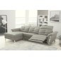 - Canapé d'angle avec un relax électrique en cuir de buffle italien de luxe, 5 places BEAURELAX gris clair, angle gauche, POUF O
