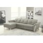 - Canapé d'angle avec un relax électrique en cuir de buffle italien de luxe, 5 places BEAURELAX gris clair, angle gauche, POUF O