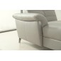- Canapé d'angle avec un relax électrique en cuir de buffle italien de luxe, 5 places BEAURELAX gris clair, angle gauche, POUF O