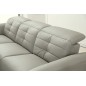 - Canapé d'angle avec un relax électrique en cuir de buffle italien de luxe, 5 places BEAURELAX gris clair, angle gauche, POUF O