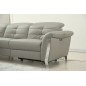 - Canapé d'angle avec un relax électrique en cuir de buffle italien de luxe, 5 places BEAURELAX gris clair, angle gauche, POUF O