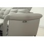 - Canapé d'angle avec un relax électrique en cuir de buffle italien de luxe, 5 places BEAURELAX gris clair, angle gauche, POUF O