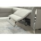 - Canapé d'angle avec un relax électrique en cuir de buffle italien de luxe, 5 places BEAURELAX gris clair, angle gauche, POUF O